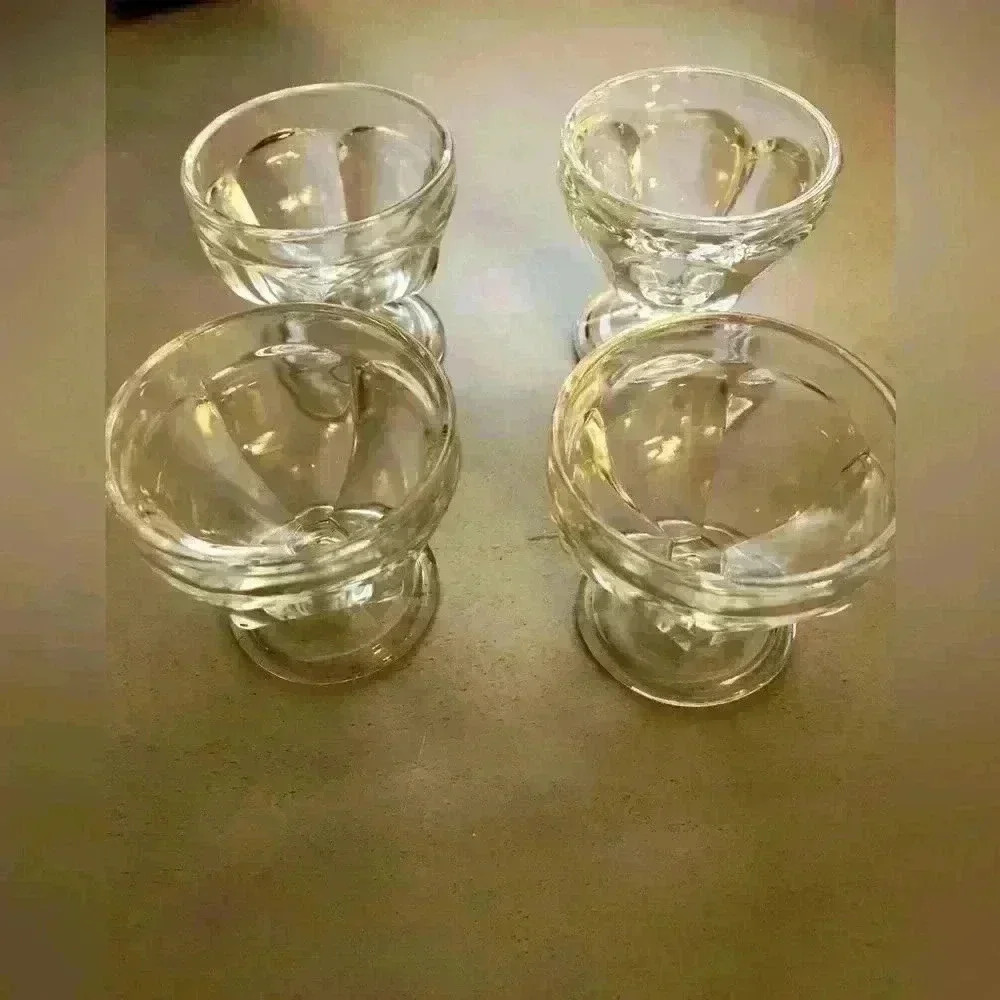 Vintage Clear Heavy Glass Dessert Cups set of 4 - Picture 3 of 6
